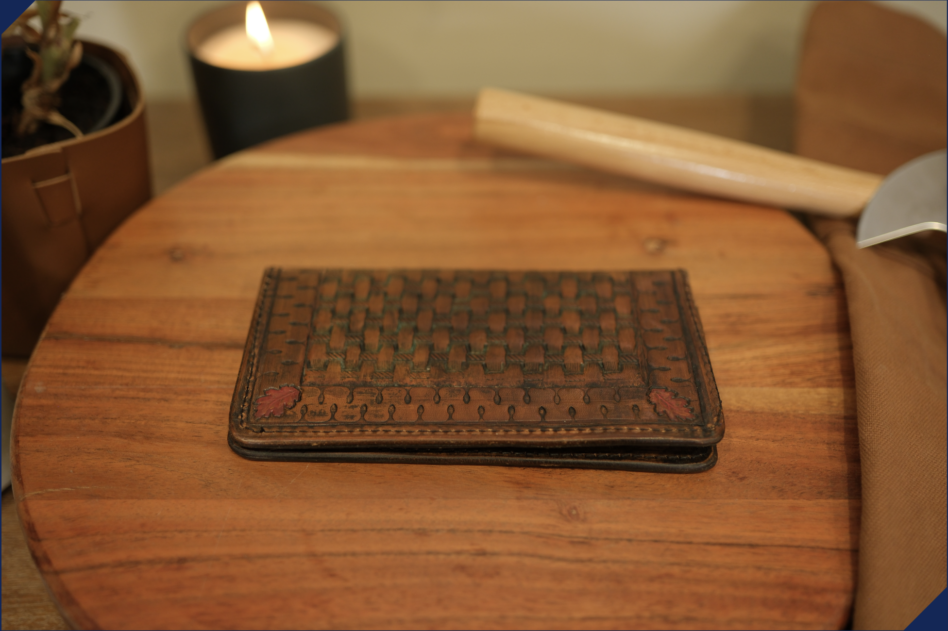 Leather product, possibly a notebook cover