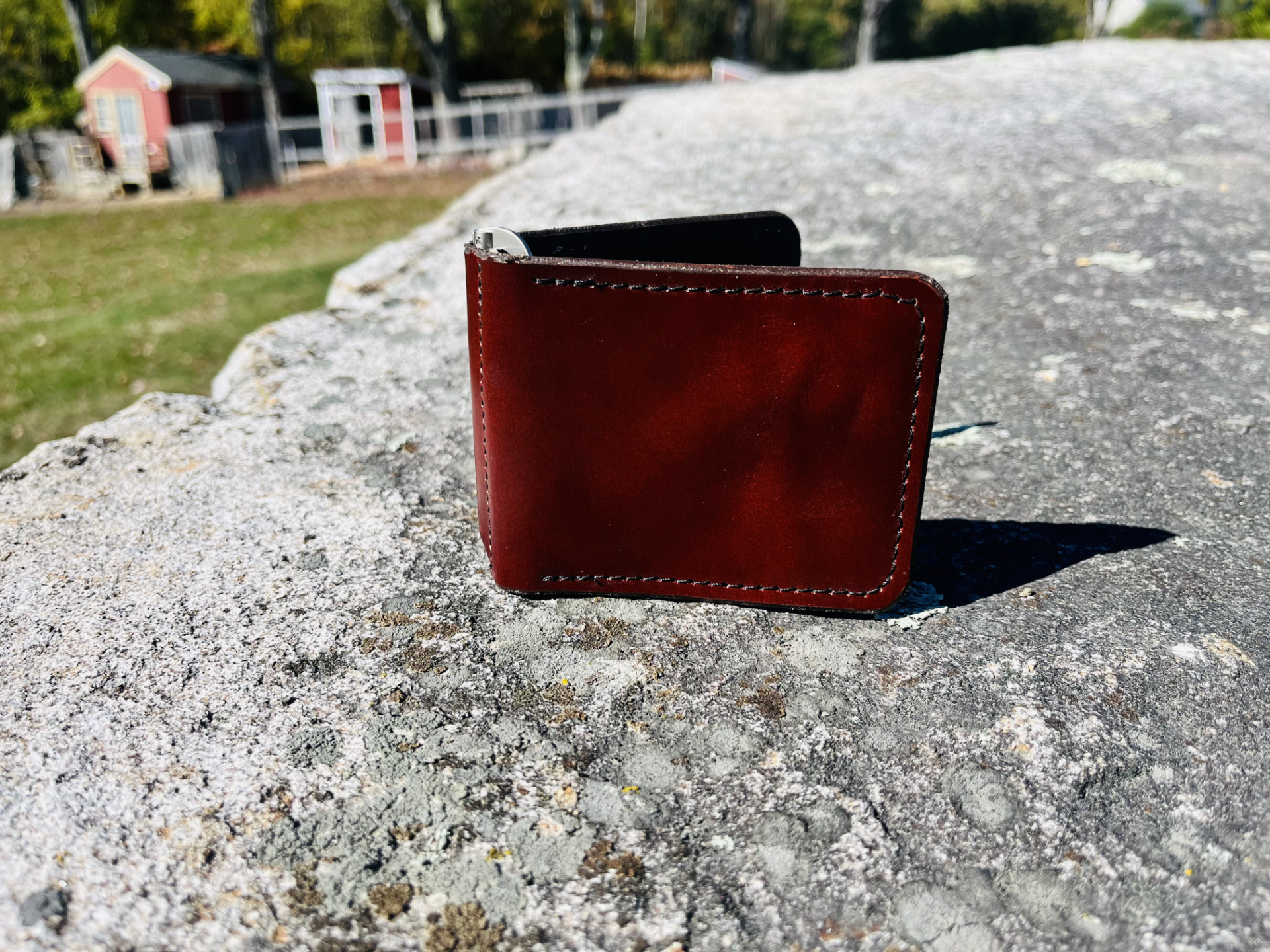 Leather ID wallet with eagle design